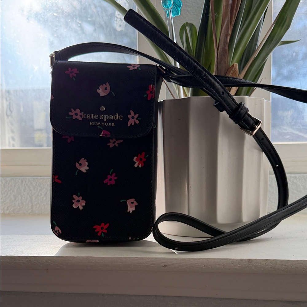 kate spade Black Floral Crossbody Phone Pouch